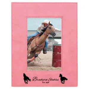 Pink 4" x 6" Laserable Leatherette Photo Frame