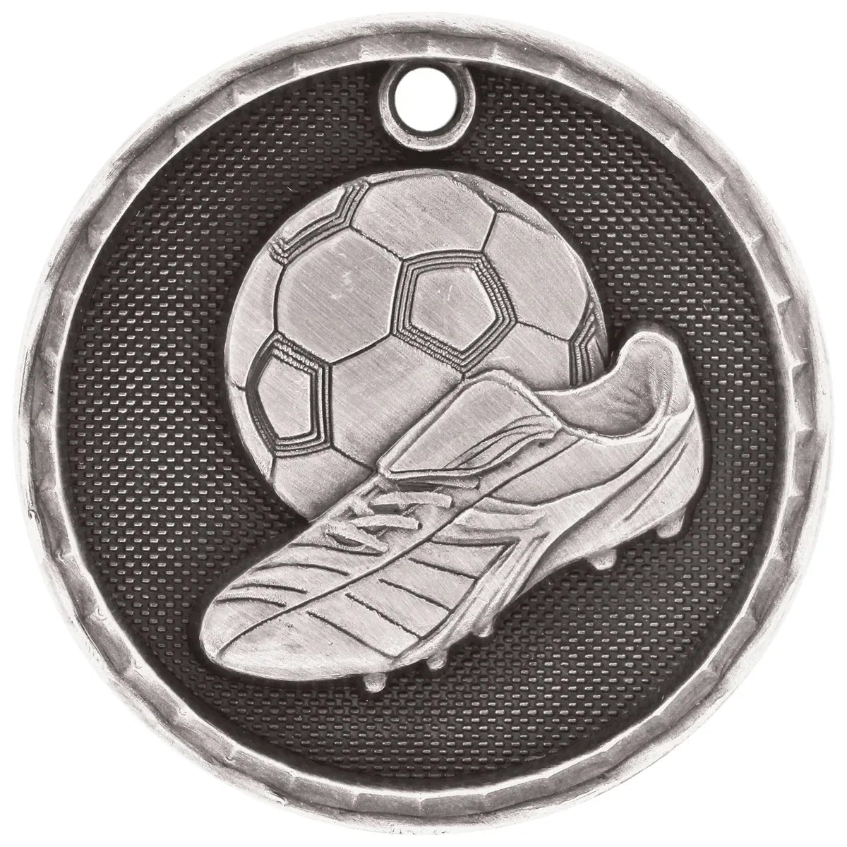 Antique Silver 2" 3D Soccer Medal