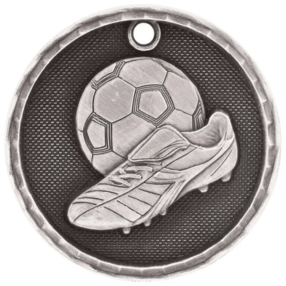 Antique Silver 2" 3D Soccer Medal