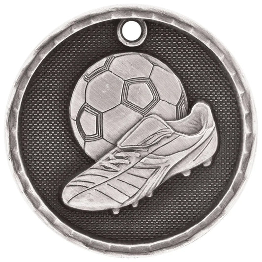 Antique Silver 2" 3D Soccer Medal