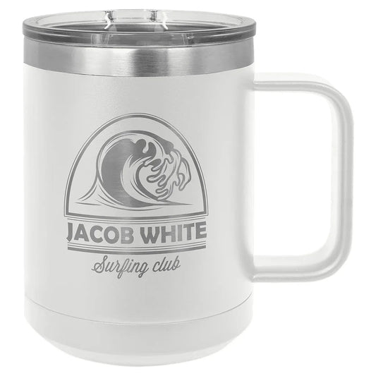 White Polar Camel 15 oz. Vacuum Insulated Mug with Slider Lid