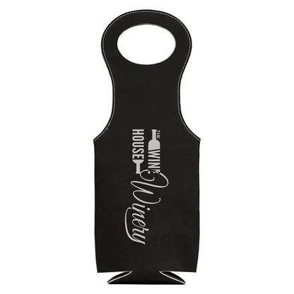 Black/Silver Laserable Leatherette Wine Bag