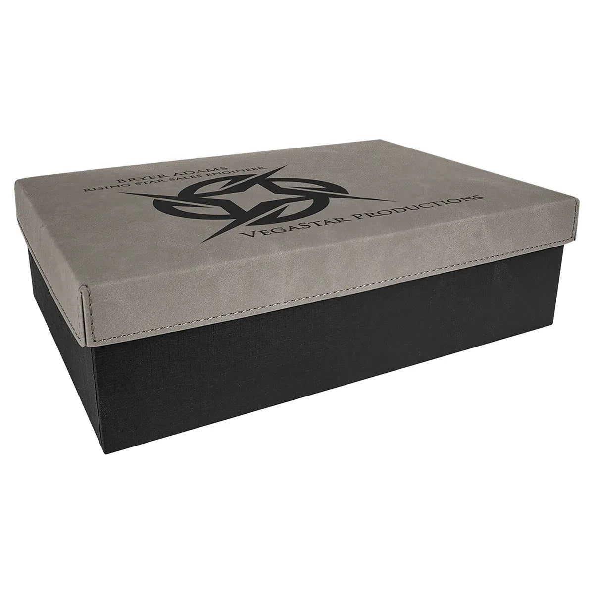 Gray 11 3/4" x 7 3/4" Gift Box with Laserable Leatherette Lid