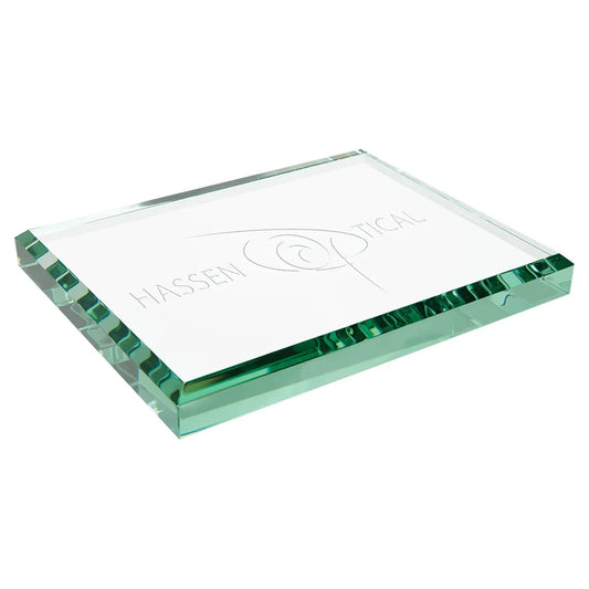 4 1/2" x 3 1/2" x 1/2" Jade Glass Paperweight