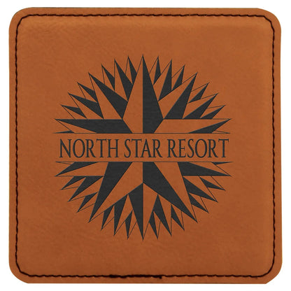 Rawhide 4" x 4" Square Laserable Leatherette Coaster