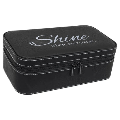 Black/Silver 7 1/2" X 4 1/2" Laserable Leatherette Jewelry Box