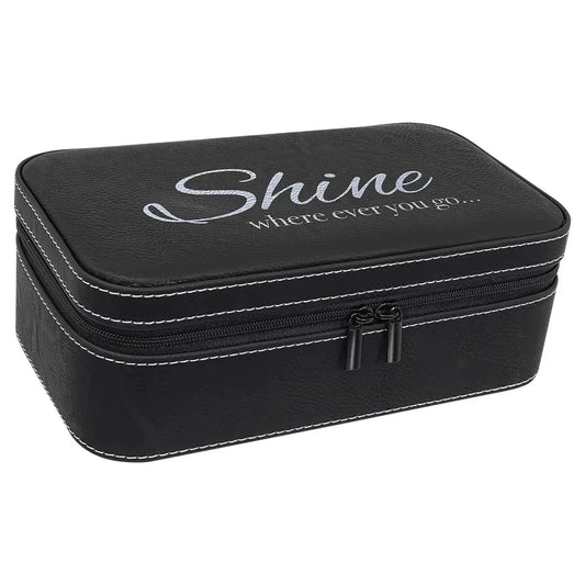 Black/Silver 7 1/2" X 4 1/2" Laserable Leatherette Jewelry Box