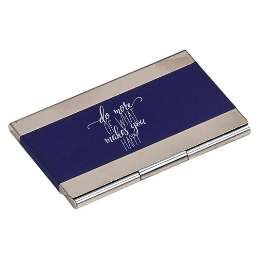 Blue 3 3/4" x 2 1/2" Laserable Business Card Holder