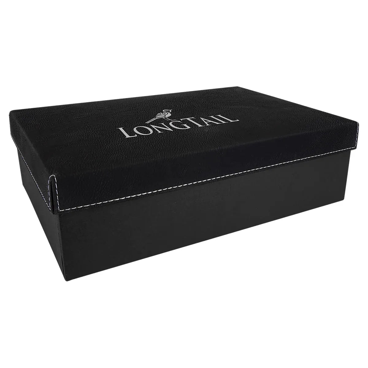 Black/Silver 11 3/4" x 7 3/4" Gift Box with Laserable Leatherette Lid