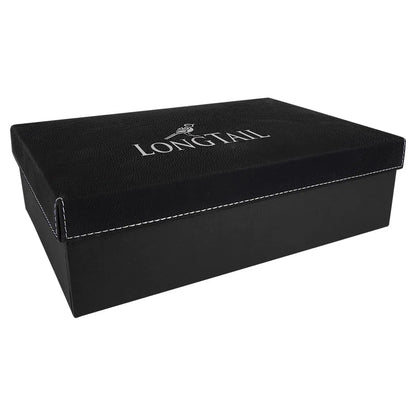 Black/Silver 11 3/4" x 7 3/4" Gift Box with Laserable Leatherette Lid