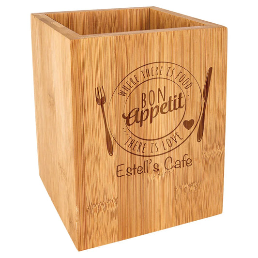 4 1/4" x 6" Bamboo Utensil Holder
