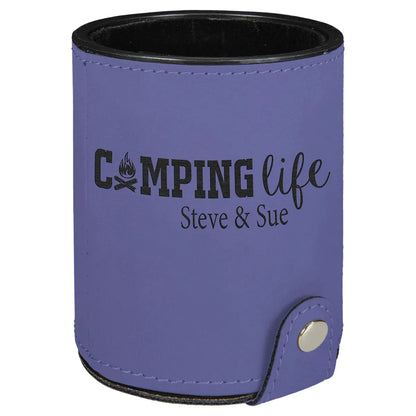 Purple Laserable Leatherette Dice Cup with 5 Dice