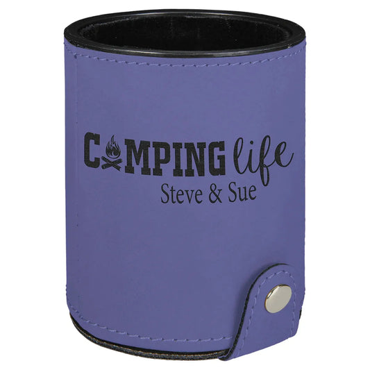 Purple Laserable Leatherette Dice Cup with 5 Dice