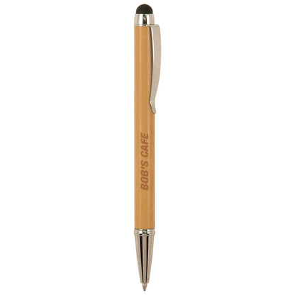 Bamboo with Silver Trim Laserable Pen with Stylus