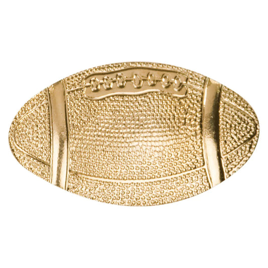 Gold Football Metal Chenille Letter Insignia — Custom Branded Pin | Bright Gold Finish