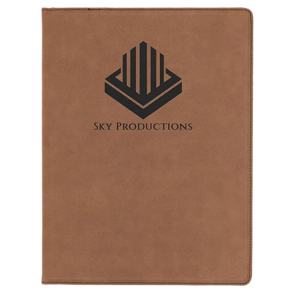 Dark Brown 9 1/2" x 12" Laserable Leatherette Portfolio with Notepad