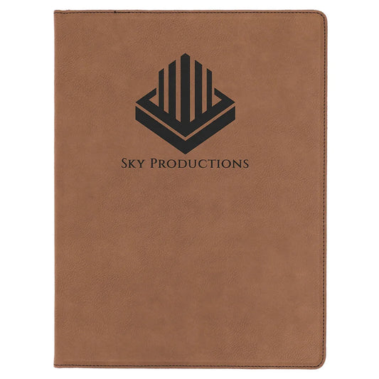 Dark Brown 9 1/2" x 12" Laserable Leatherette Portfolio with Notepad