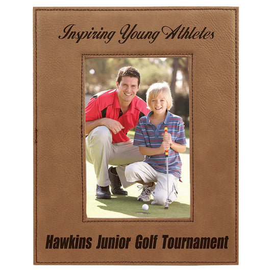 Dark Brown 4" x 6" Laserable Leatherette Photo Frame
