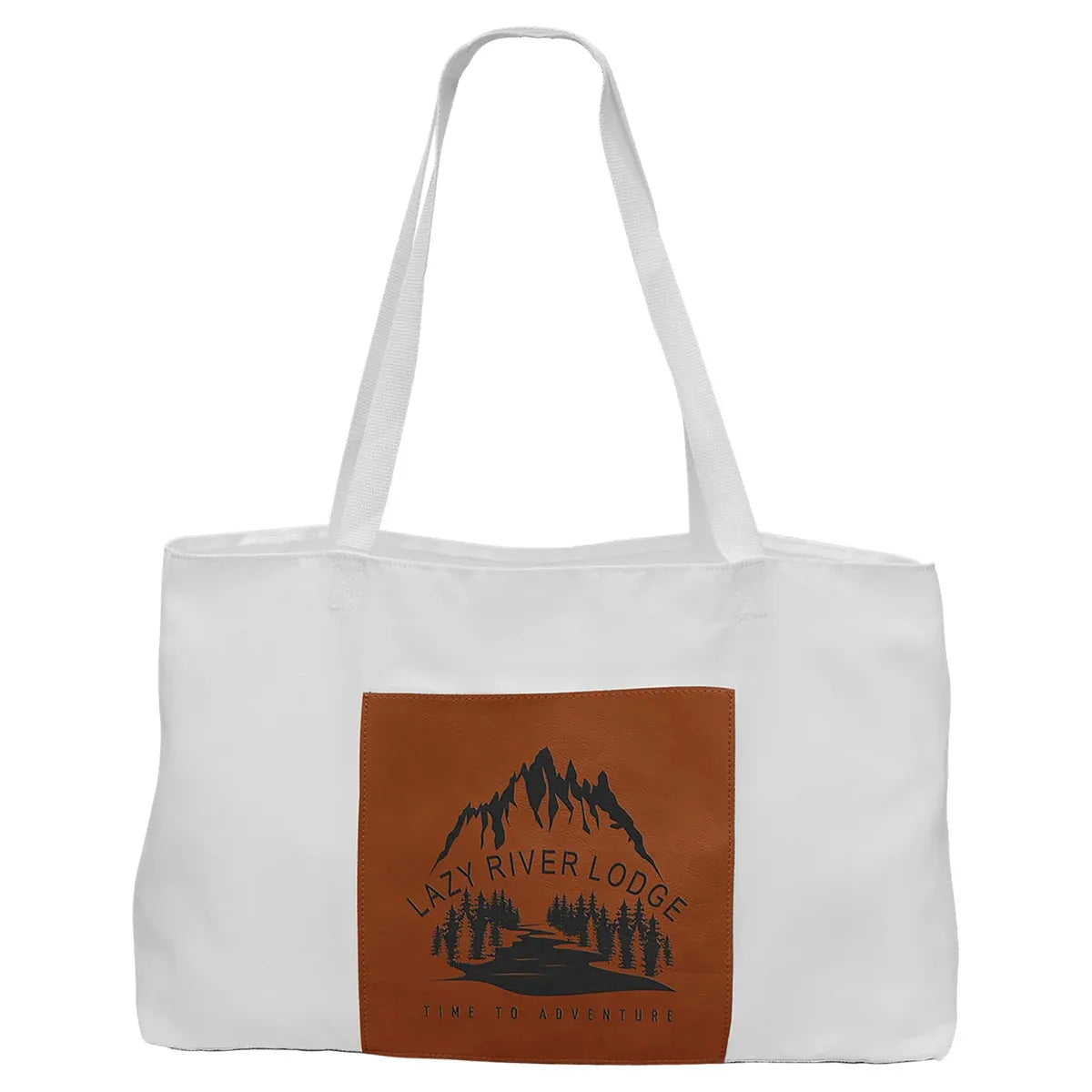 White Bag with 5" Rawhide 19" x 12" Laserable Leatherette Gusset