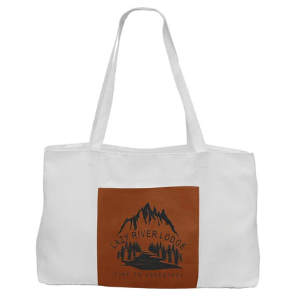 White Bag with 5" Rawhide 19" x 12" Laserable Leatherette Gusset