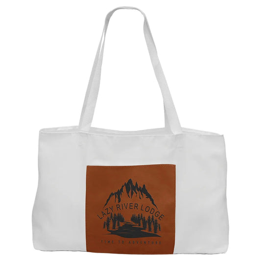 White Bag with 5" Rawhide 19" x 12" Laserable Leatherette Gusset