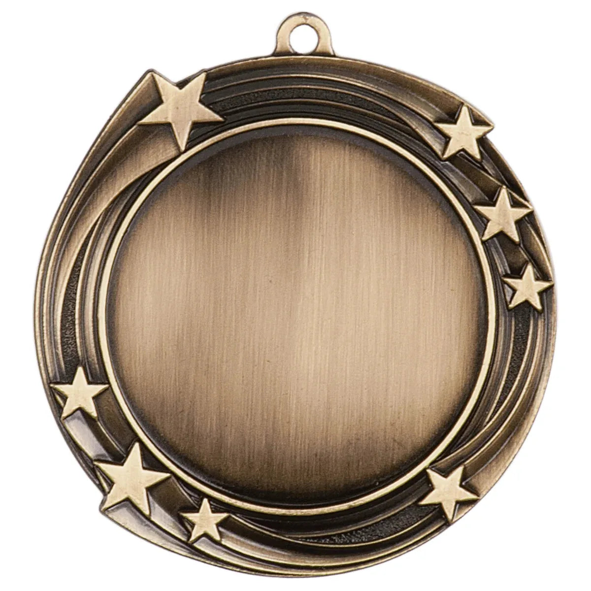 Antique Gold 2 3/4" Swirling Star 2" Insert Holder Medal