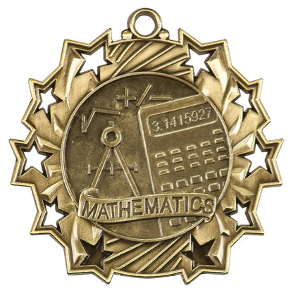 Antique Gold 2 1/4" Math Ten Star Medal