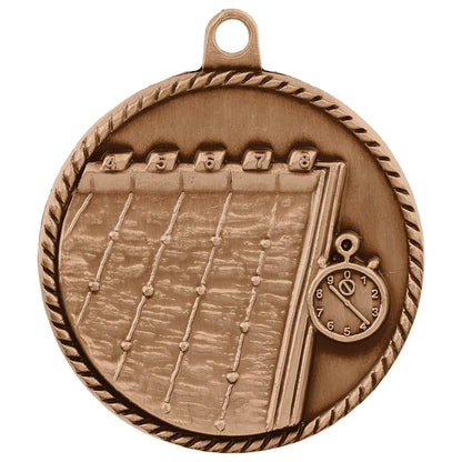 Antique Bronze 2" Swimming High Relief Medal