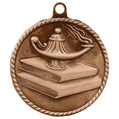 Antique Bronze 2" Lamp of Knowledge High Relief Medal