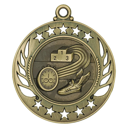 Antique Gold 2 1/4" Track Galaxy Medal