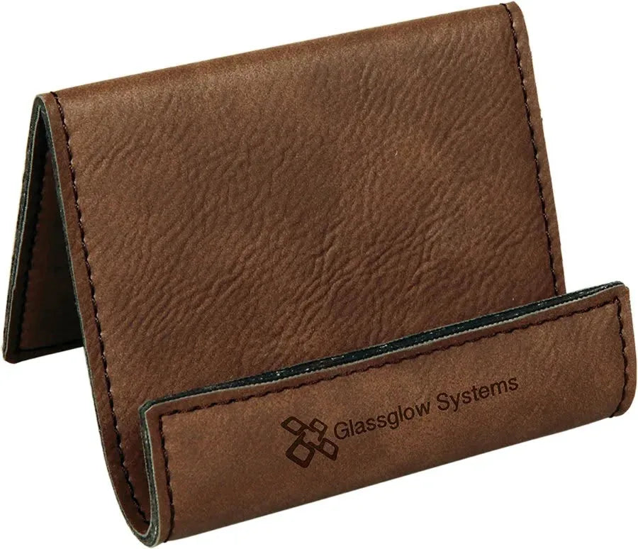 Dark Brown 3 1/2" x 2 1/2" Laserable Leatherette Holder Easel