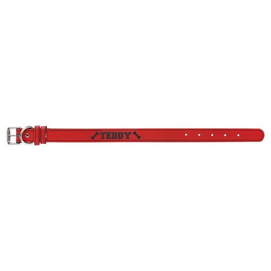 Red Small 15" x 3/4" Laserable Leatherette Dog Collar
