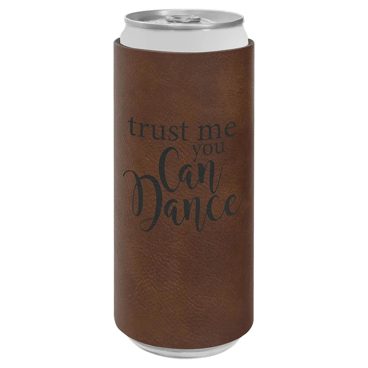 Dark Brown Laserable Leatherette Slim Beverage Holder