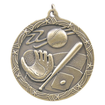 Antique Gold 2 1/2" Baseball/Softball Shooting Star Medal