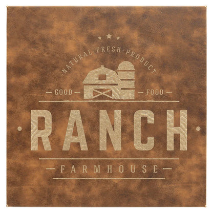Rustic/Gold 10" x 10" Laserable Leatherette Wall Decor with Sawtooth Hanger
