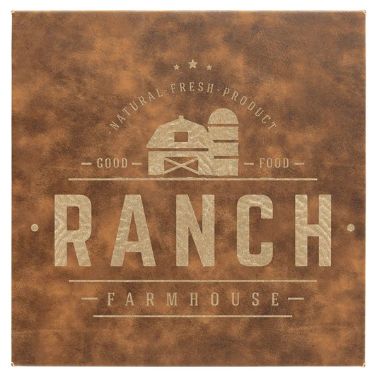 Rustic/Gold 10" x 10" Laserable Leatherette Wall Decor with Sawtooth Hanger