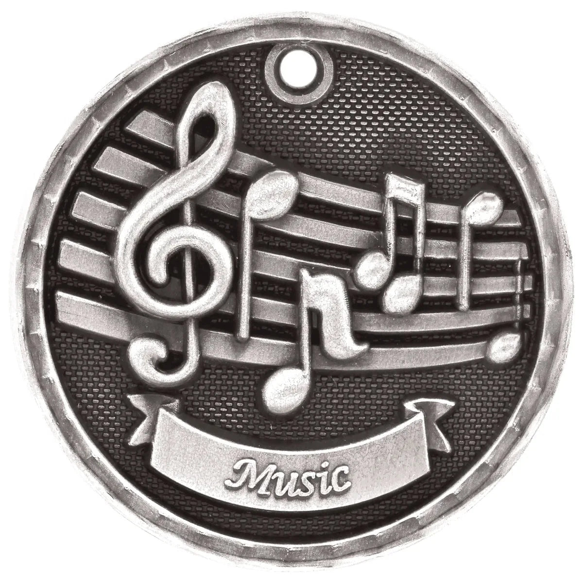 Antique Silver 2" 3D Music Medal
