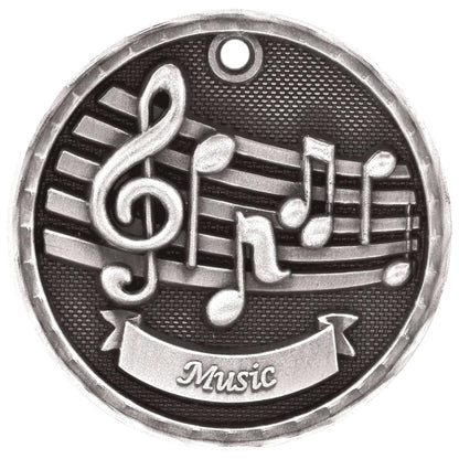 Antique Silver 2" 3D Music Medal