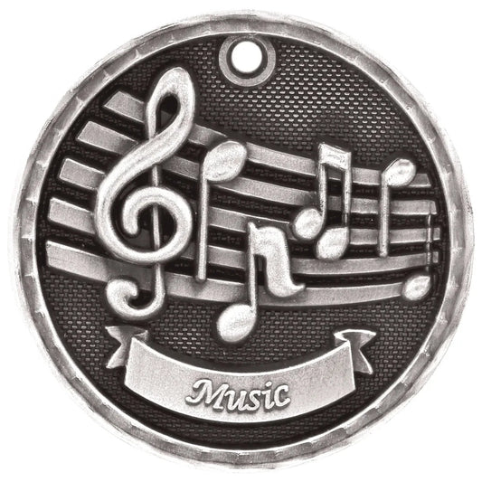 Antique Silver 2" 3D Music Medal