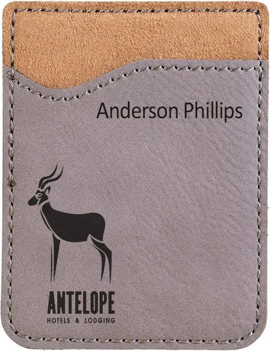 Gray Laserable Leatherette Phone Wallet
