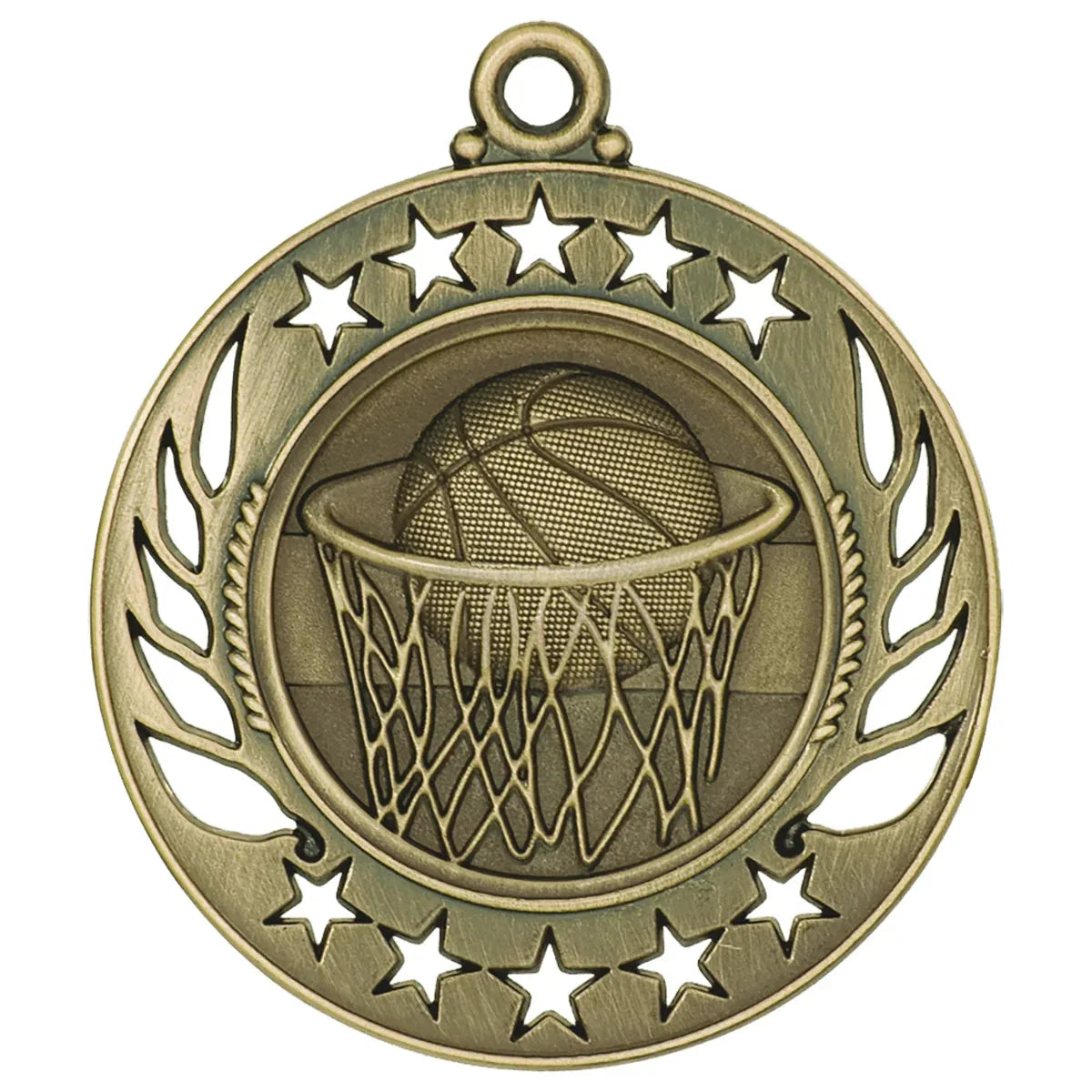 Antique Gold 2 1/4" Basketball Galaxy Medal