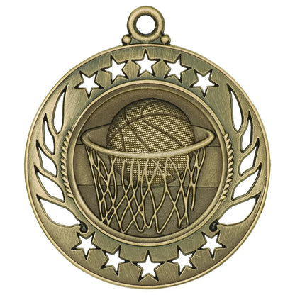 Antique Gold 2 1/4" Basketball Galaxy Medal