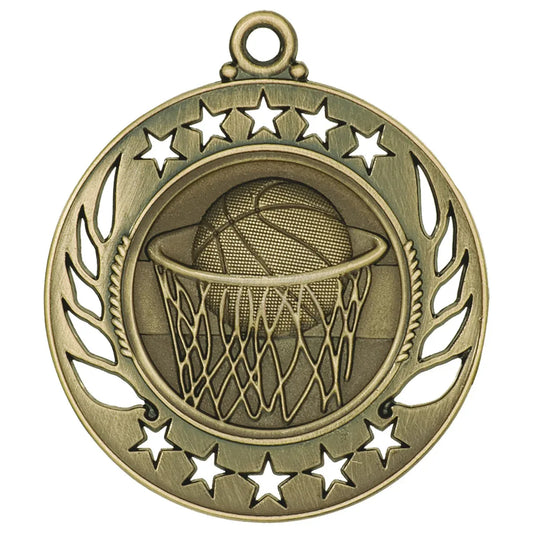 Antique Gold 2 1/4" Basketball Galaxy Medal