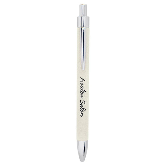 White Laserable Leatherette Pen