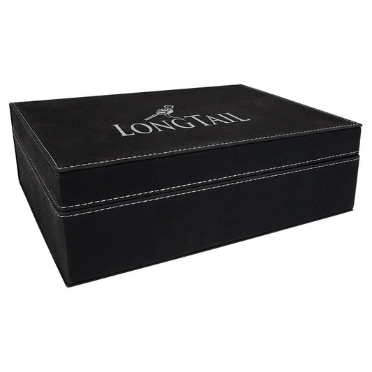 Black/Silver 10 1/4" x 7 1/2" Laserable Leatherette Premium Gift Box