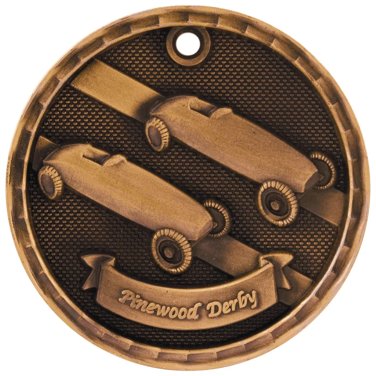 Antique Bronze 2" 3D Pinewood Derby Medal