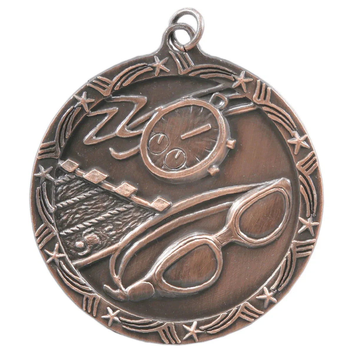 Antique Bronze 2 1/2" Swimming Shooting Star Medal