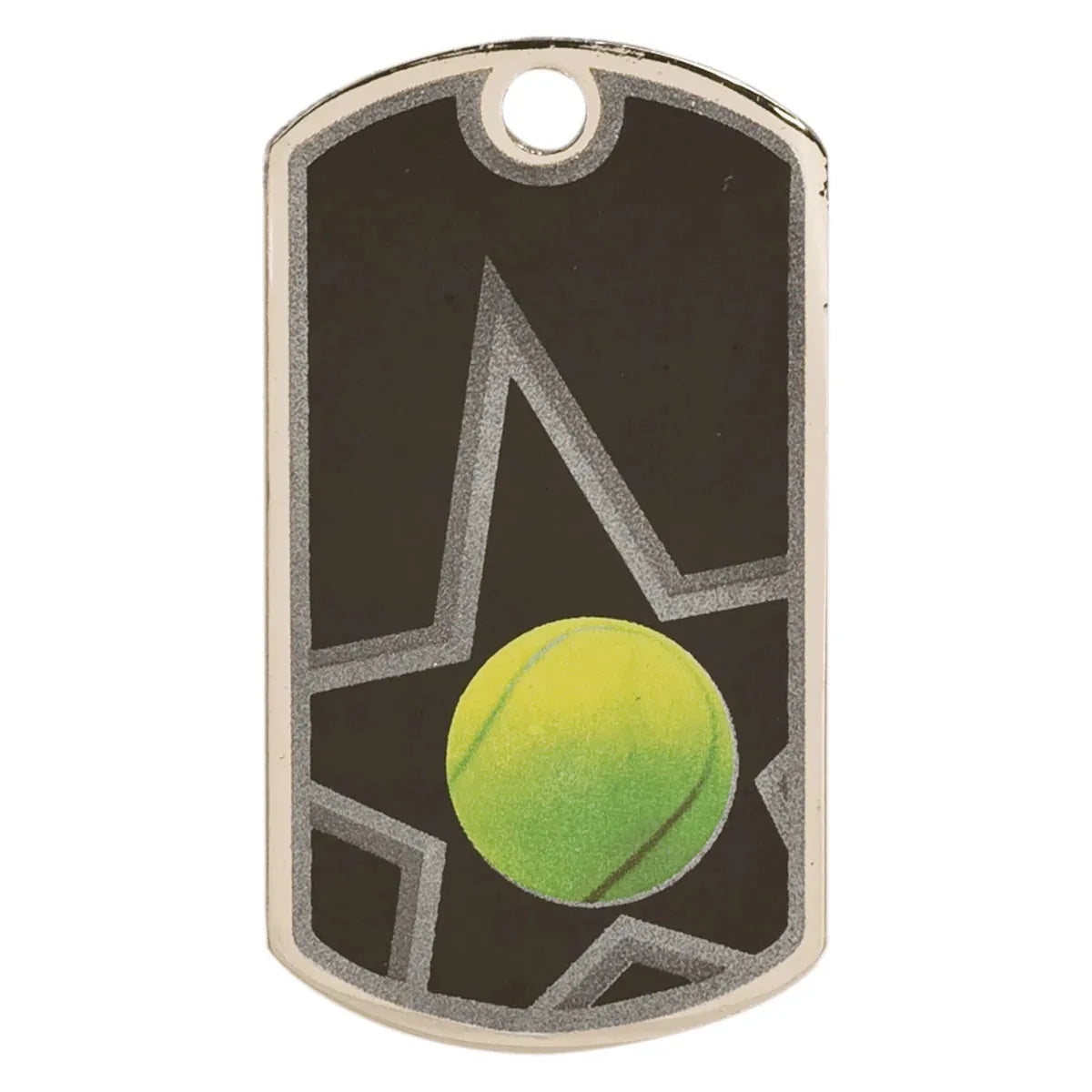 2" Black/Silver Tennis Laserable Star Dog Tag