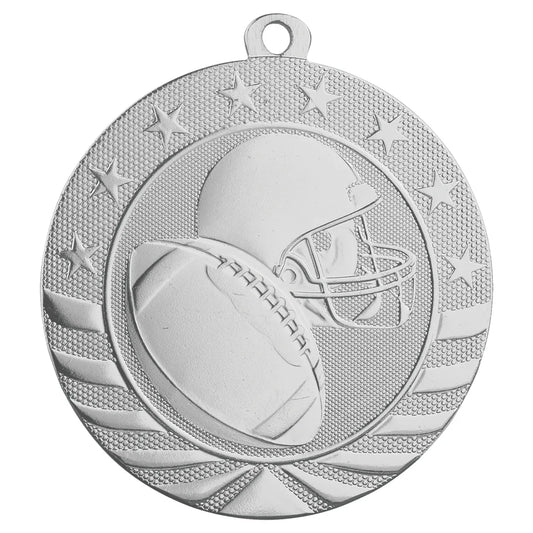 Bright Silver 2 3/4" Football Starbrite Medal
