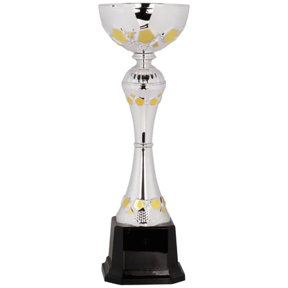 Silver/Gold 10 3/4" Completed Metal Cup Trophy on Plastic Base